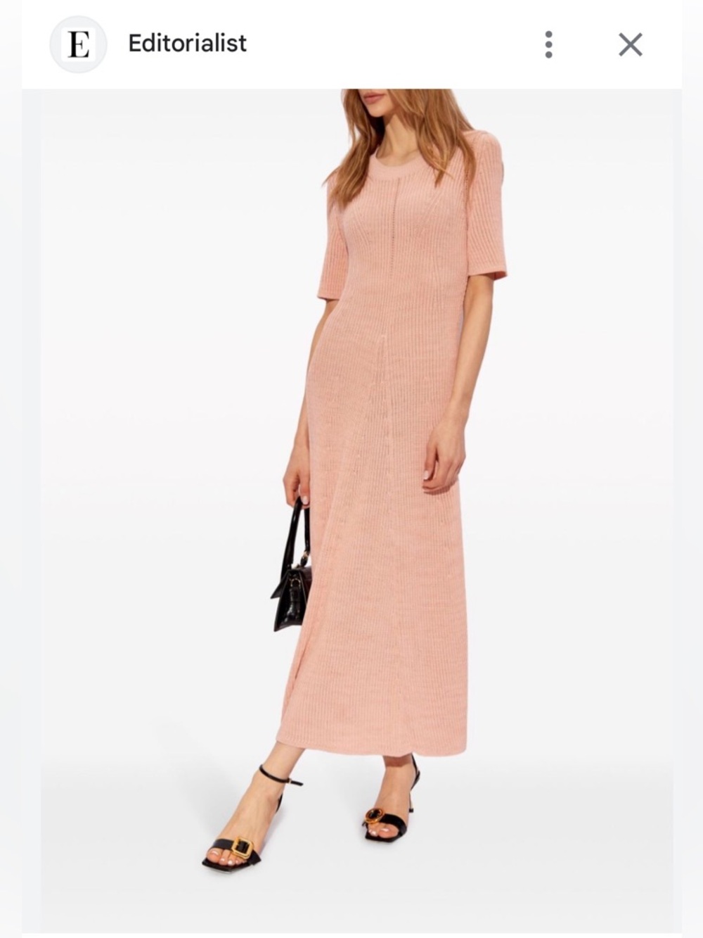 Aeron Selkie Knit Ribbed Short-Sleeve Maxi Dress - Blush Pink